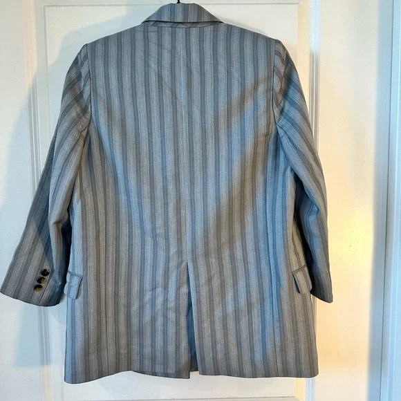 Acne Studios Janny Double Breasted Grey Striped Wool Blazer, size 33